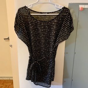 Forever 21 Sheer Black Blouse with Matching Belt